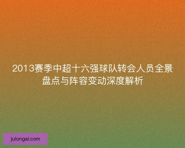 2013赛季中超十六强球队转会人员全景盘点与阵容变动深度解析